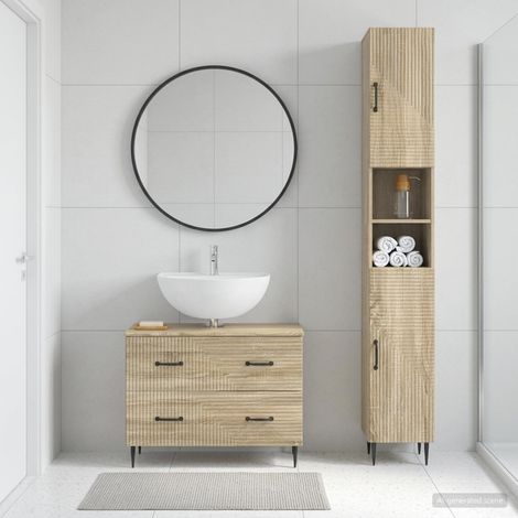vidaXL 2 Piece Bathroom Cabinet Set HAARLEM Sonoma Oak Engineered Wood (1/5)