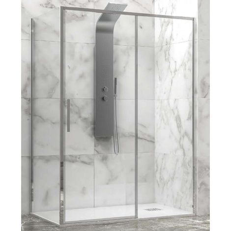 Cabine de douche LEA 400 100x70 x200 cm profilé chromé (1/4)
