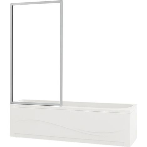 Pare-baignoire fixe VESTON 1 volet Silla, paroi de baignoire 70x150 cm en verre trempé, installation murale facile, Chromé (1/5)