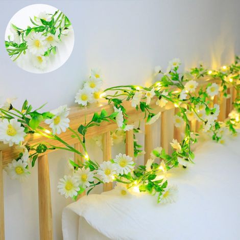 Guirlande Lumineuse Artificielle Marguerites - 20 LED Blanc Chaud - 2 M - Décoration Printemps Mariage Jardin Intérieur - 1 Pièce (1/5)