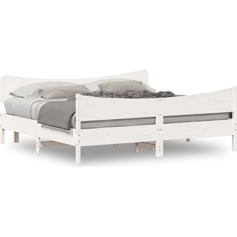 Maison Exclusive - Cadre de lit sans matelas blanc 200x200 cm bois massif de pin (1/5)