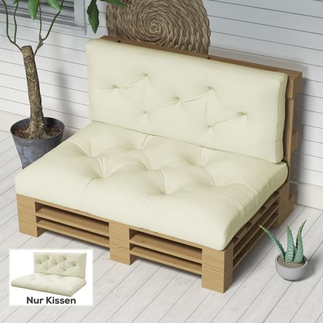 Coussin d'assise. Capitonnage à boutons. 120 x 80 x 12 cm. Blanc crème. (1/5)