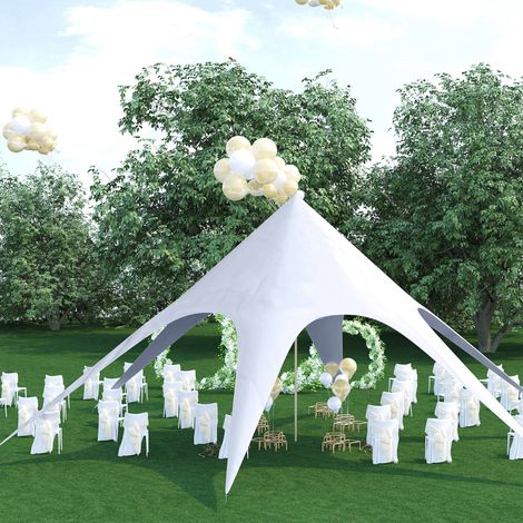 Outsunny XXL Sternförmiges Gartenzelt, Regenschutzplane, Sonnensegel, Campingzelt, 10 x 10 x 4 m, hochdichtes 210D Polyester, wasserdicht, hellblau