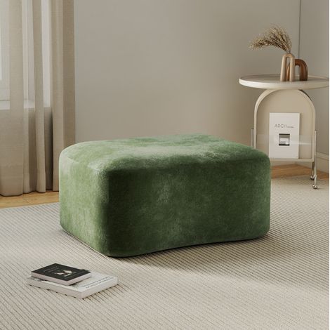 Pouf 96x69x45 cm en velours vert, modulable gain de place pour salon moderne FloraGrace (1/5)