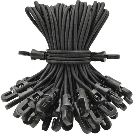Spanngummis mit Haken 15 cm, 25 Stück, Schwarz, für Planen & Camping (1/5)