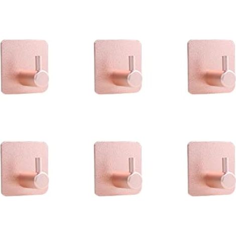 Ganci in plastica resistenti, confezione da 6 ganci da parete, ganci in acciaio inossidabile, adatti per casa, bagno, cucina, ufficio, soggiorno (oro rosa). (1/3)