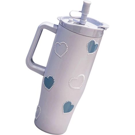 Bouteille d'eau pratique de 1200 ml en acier inoxydable avec un motif de cœur bleu, idéale pour le fitness et les activités de plein air.