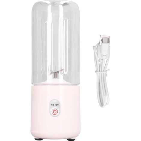 Blender portable multifonction 6 lames rechargeable USB, mini mixeur à fruits, presse-agrumes, gobelet pour la maison et les étudiants, 500 ml, rose (1/5)