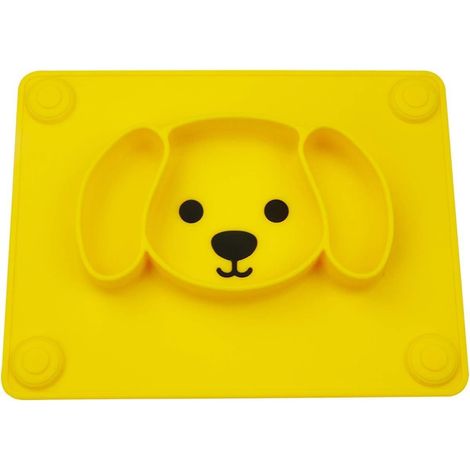 Plateau repas antidérapant pour tout-petits, compatible avec la plupart des plateaux de chaises hautes, passe au lave-vaisselle et au micro-ondes (jaune) (1/4)