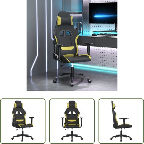 vidaXL Gamingstuhl mit Massage - Gaming-Stuhl mit Massagefunktion Schwarz und Hellgrün Stoff (1/5)