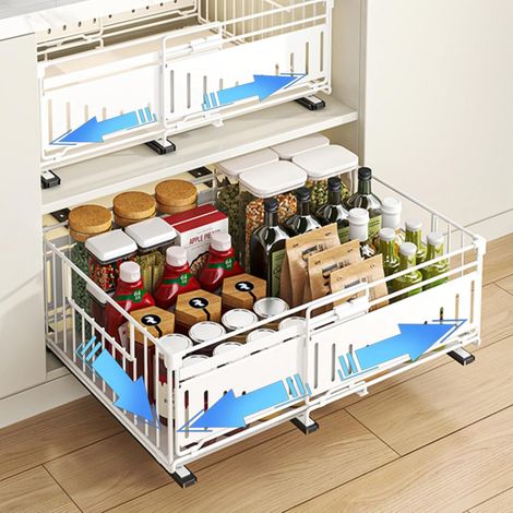 Lot de 2 Tiroirs Coulissant Extensible Organisateur, 32,5-50Wx39Dx17H CM (1/5)