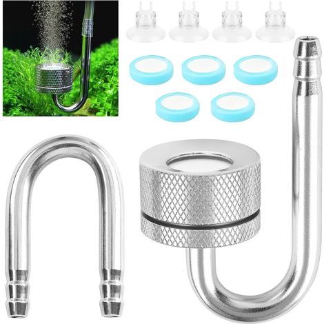 Diffuseur de CO2 pour aquarium - Diffuseur de dioxyde de carbone avec ventouses et tube en U - Diffuseur d'oxygène d'aquarium - Diffuseur de CO2 - Pour aquarium - Plantes de poissons d'eau douce (1/4)