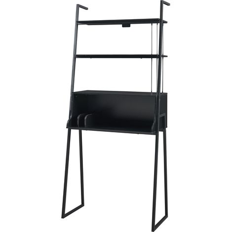 Scrivania/tavolo da lavoro in acciaio 184 x 80 x 40 cm nero 030009067