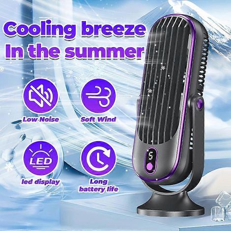 Ventilador de escritorio portátil de 720° con rotación, 5 velocidades ajustables, refrigeración ultrasilenciosa, alimentado por USB, pantalla digital para el hogar, la oficina, la escuela y exteriores (1/5)