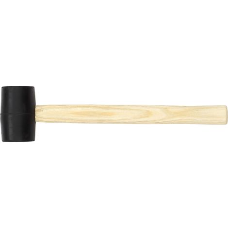 RHINO 18502 MAILLET EN CAOUTCHOUC 250 G NOIR AVEC MANCHE BOIS - GARANTIE À VIE - HAUTE QUALITÉ - PEUT ÊTRE UTILISÉ POUR TOUS TYP (1/5)