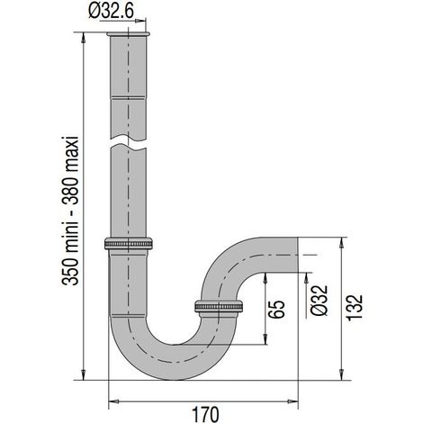 Valentin – Siphon machine à laver horizontal orientable 32 mm – Allonge réglable 350-380 mm – Débit 76 l/mn – Laiton chromé durable (1/3)