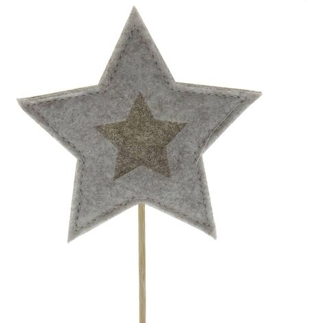 SCHEULEN Weihnachtsdeko Pflanzenstecker in Sternform Grau & Beige Ø 10 cm - Filz (1/2)