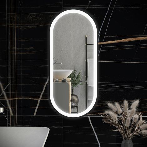 RAK Picture Matt Black 550mm x 1000mm Oval Illuminated LED Mirror - RAKPICOVMB5002 (1/2)