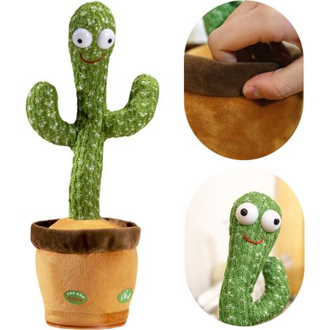 Cactus décoratif dansant et parlant avec câble de chargement USB pour le bureau (1/5)
