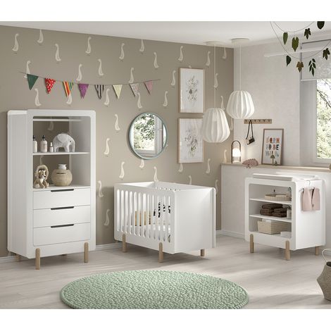 Ensemble lit bébé 60x120 + table à langer + penderie blanc - KITRY (1/5)