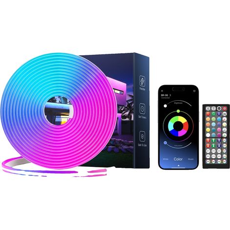 Neon-LED-Streifen, Fernsteuerung per App, IP65 wasserdicht, 20 m (1/2)