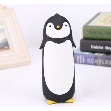 Bouteille d'eau en verre Portable en forme de pingouin mignon de 300ml, tasse à Double couche, tasse de voyage noire (1/5)
