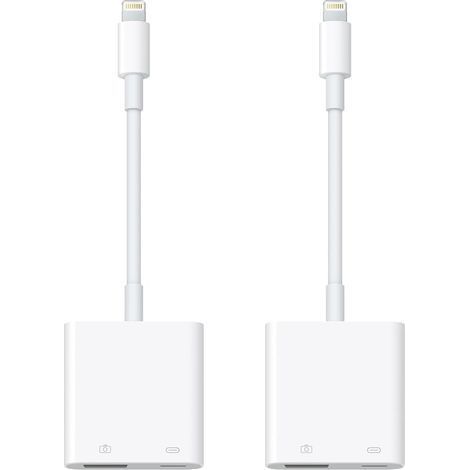 Lot de 2 adaptateurs Lightning vers USB pour appareil photo avec port de charge pour iPhone, adaptateur OTG femelle USB 3.0 compatible avec carte iPhone/iPad, lecteurs, clés USB, claviers, souris (1/5)