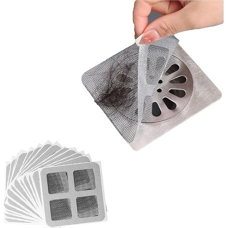 Paquete de 50 filtros desechables adhesivos para el cabello para desagües, duchas y bañeras, protectores de desagües y fregaderos, autoadhesivos blancos.