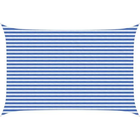 Voile d'ombrage bleue et blanche 3 x 5 mètres en PEHD (1/5)