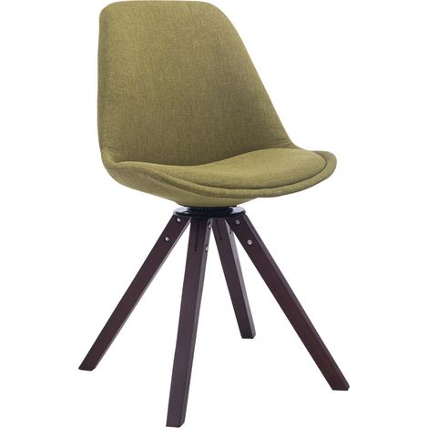 Chaise de salle à manger visiteur pivotante en tissu vert et bois couleur noyer avec assise 360° 100008795 (1/3)