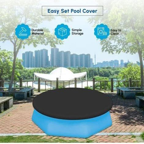 Couverture de protection, Couverture de piscine à réglage rapide pour empêcher la saleté et les débris de s'accumuler dans la piscine, Couverture 4 saisons pour piscine hors sol ronde diamètre 457 cm- (1/4)