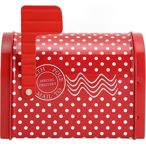 Boîte de rangement en métal en forme de boîte aux lettres, ornée de jolis motifs et d'une finition soignée, boîte cadeau décorative pour bonbons de Noël (1/5)