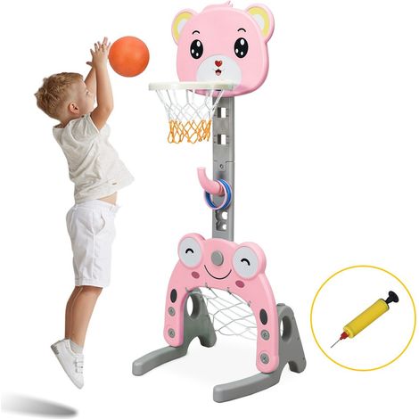 3-in-1 Kids Basketball Hoop Stand Set Ring Toss Portable Sport Activity Center (1/5)