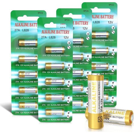 Lot de 20 Piles alcalines 27 A 12 V A27S MN27 L828 A27 12 V (1/5)