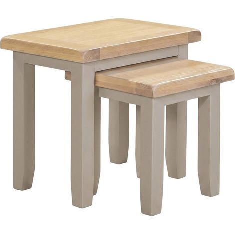 Windsor Nest of 2 Tables - L37 x W54 x H50 cm - Putty/Oak