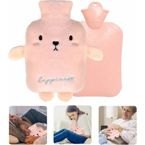 Amovible Et lavable Bouillotte Eau Chaude,Bouillotte,Bouillotte Peluche Fournir,Bouillotte En Tricot,Caoutchouc Avec Couverture En Peluche,Bouteille Eau Chaude Avec Housse (1/5)