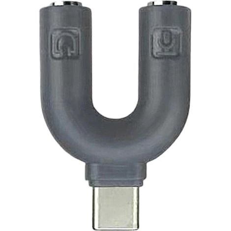 Adaptateur répartiteur USB-C vers double prise jack 3,5 mm, compatible avec les appareils mobiles de type C, prend en charge le partage audio bidirectionnel, idéal pour les soirées cinéma (gris). (1/5)