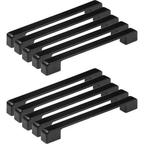 10 pcs Poignee de Meuble Cuisine Noir , Poignée Meubles Entraxe 192mm, Poignet Carrée de Porte d'Armoire Moderne pour Tiroirs, Armoires, Placards, Bureaux (1/4)