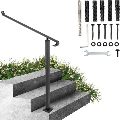 Rampe d'escalier 2-3 Étapes Main Courante pour Escalier Extérieur Hauteur 159,6 cm Barre d'escalier en Fer Forgé Garde-corps pour Escalier Antirouille Porche Jardin Garage Âgés Enceintes (1/5)