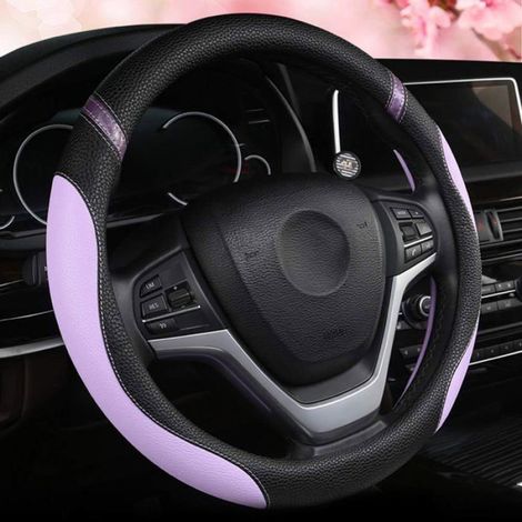 Housse Volant - Cuir Violet - Diamètre 38 cm - Universelle pour Voiture SUV Camion - 1 Pièce (1/5)
