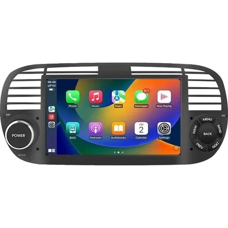 Carplay, Intégration Véhicule Transparent, Support Multimédia Polyvalent, compatible avec FIAT 500 / 500C Abarth 2007-2015, V1 ProC(2GB 64GB) (1/2)