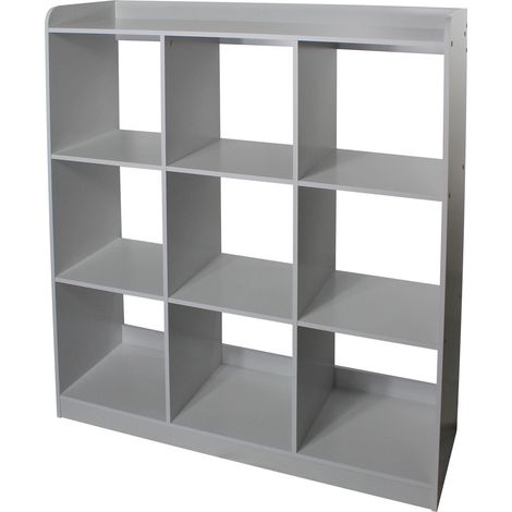 Iris Ohyama, Armario infantil, Estantería para libros, Organizador de juguetes, 9 compartimentos, KCX-9, Gris, W103.8 x D35 x H115 cm