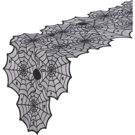 Halloween Spider Web Table Runner, 45 x 180 cm Halloween Scary Table Decoration for Halloween Parties Fall Decoration for Indoor and Outdoor Use Black (1/5)
