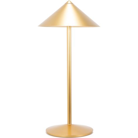 Zafferano Lampada da Tavolo Led Ricaricabile Pina L Desk - 6W, IP65, Dimmer Touch, Testa Magnetica, Design Moderno per Interni ed Esterni - Oro