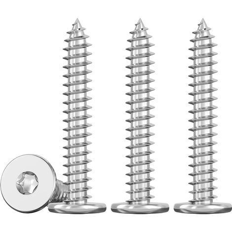 M4x40mm Edelstahl-Holzschrauben mit Flachkopf, komplett mit Gewinde, 50 Stück (1/5)