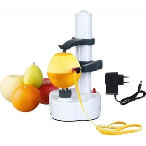 Elektrischer Sparschäler mit Adapter, multifunktionaler automatischer Küchenschäler für Kartoffeln, Obst und Gemüse – Weiß