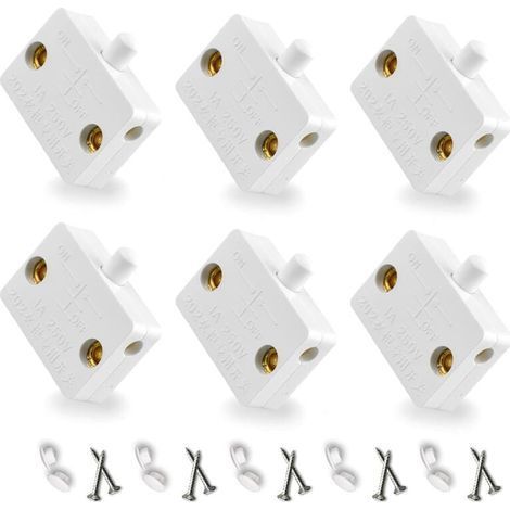 Automatische Schalter für Schranktür, Momentary Contact Light Switch, 6 Stück, Weiße Schranktürschalter (1/4)