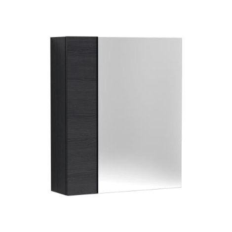 Nuie Athena Charcoal Black Woodgrain 600mm Mirrored Cabinet with Offset Door - OFF618 (1/5)