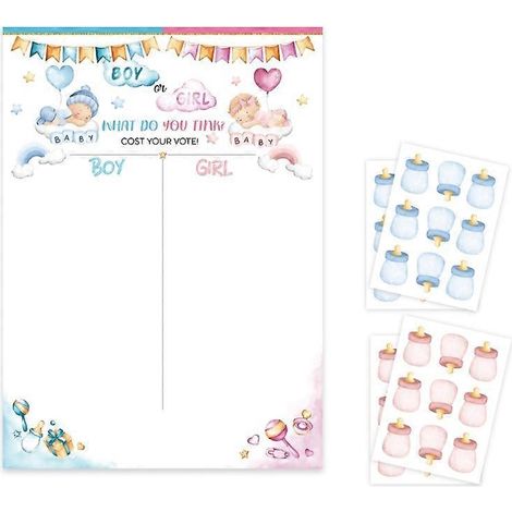 Décorations pour une fête de révélation du sexe du bébé, jeu de révélation du sexe du bébé, affiche de vote, autocollants (1/5)