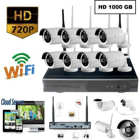 KIT VIDEOSORVEGLIANZA WIRELESS DVR NVR 8 CANALI 8 TELECAMERA WIRELESS + HD 1TB (1/5)
